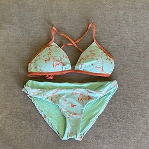 Patagonia Mint and Coral Tie-Dye Two-Piece Bikini